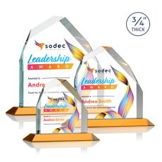 Austere Peak Full Color Amber Peaks Crystal Award - Crystal Awards