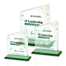 Bellamy Full Color Green Peaks Crystal Award - Full Color Imprint