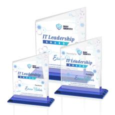 Bellamy Full Color Blue Peaks Crystal Award - Colored Crystal Awards