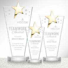 Mantella Gold Clear Star Crystal Award - Star Awards