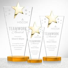 Mantella Gold Amber Star Crystal Award - Crystal Awards