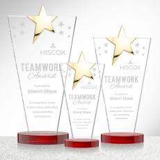 Mantella Gold Red Star Crystal Award - Star Awards