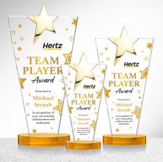 Mantella Gold Full Color Amber Star Crystal Award - Crystal Awards