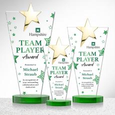 Mantella Gold Full Color Green Star Crystal Award - Star Awards