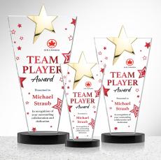 Mantella Gold Full Color Black Star Crystal Award - Crystal Awards