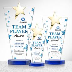 Mantella Gold Full Color Blue Star Crystal Award - Star Awards