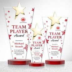 Mantella Gold Full Color Red Star Crystal Award - Star Awards