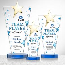 Mantella Gold Full Color Sky Blue Star Crystal Award - Star Awards
