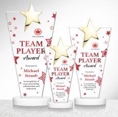 Mantella Gold Full Color White Star Crystal Award - Crystal Awards