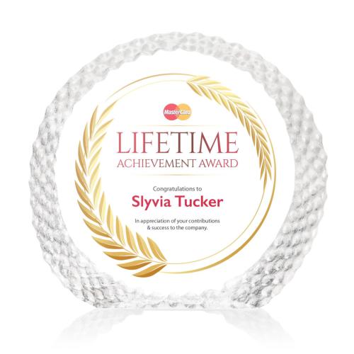 Awards and Trophies - Crystal Awards - Rossini Full Color Circle Crystal Award