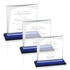 Employee Gifts - Tanner Blue  Square / Cube Crystal Award
