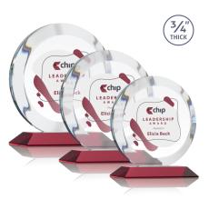 Employee Gifts - Gibralter Full Color Red Circle Crystal Award