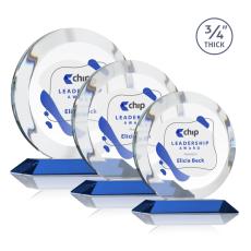 Employee Gifts - Gibralter Full Color Blue Circle Crystal Award