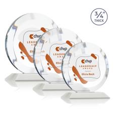 Employee Gifts - Gibralter Full Color White  Circle Crystal Award