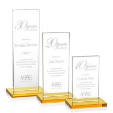 Heathrow Amber Rectangle Crystal Award - Crystal Awards