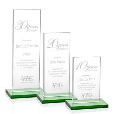 Heathrow Green Rectangle Crystal Award - Colored Crystal Awards
