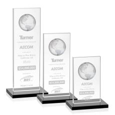 Brannigan Globe Black  Rectangle Crystal Award - Awards and Trophies