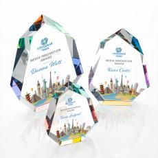 Employee Gifts - Norwood Full Color Multi-Color Polygon Crystal Award