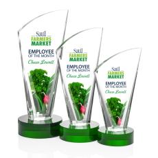 Brampton Full Color Green Peaks Crystal Award - Colored Crystal Awards