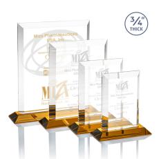 Harrington Amber Rectangle Crystal Award - Awards and Trophies