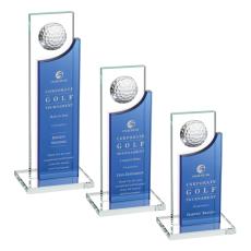 Employee Gifts - Redmond Golf Blue Rectangle Crystal Award