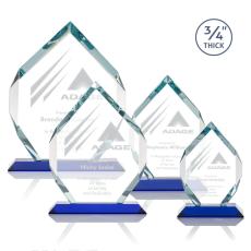 Employee Gifts - Royal Diamond Blue Polygon Crystal Award
