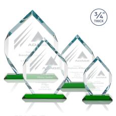 Employee Gifts - Royal Diamond Green Polygon Crystal Award