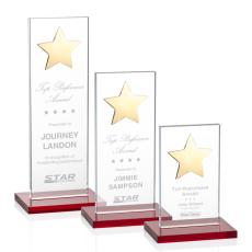 Employee Gifts - Dallas Star Red/Gold  Rectangle Crystal Award