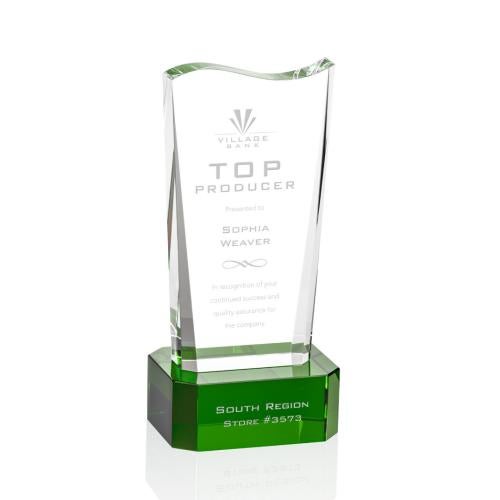 Awards and Trophies - Crystal Awards - Violetta Green on Base Unique Crystal Award