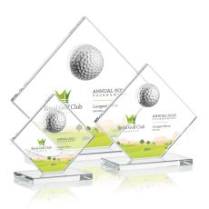 Employee Gifts - Barrick Golf Full Color Clear Globe Crystal Award