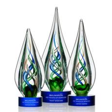Employee Gifts - Mulino Blue  Glass Award