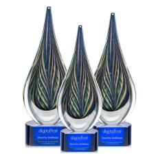 Employee Gifts - Cobourg Tear Drop on Blue Base Glass Award