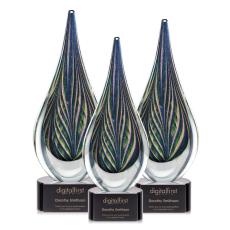 Employee Gifts - Cobourg Tear Drop on Black Base Glass Award