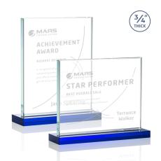 Employee Gifts - Manhattan Blue Rectangle Crystal Award