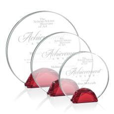 Galveston Red Circle Crystal Award - Colored Crystal Awards