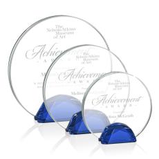 Galveston Blue Circle Crystal Award - Colored Crystal Awards