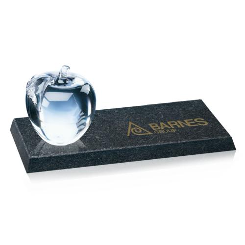 Corporate Gifts - Desk Accessories - Paperweights - Apple Glass on Granite Base Award