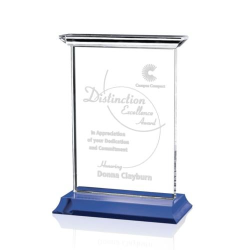 Awards and Trophies - Crystal Awards - Tobermory Blue (Vertical) Rectangle Crystal Award