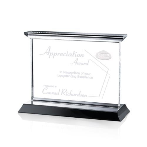 Awards and Trophies - Crystal Awards - Tobermory Black (Horizontal) Rectangle Crystal Award