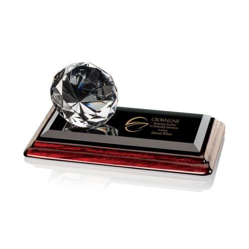 Awards and Trophies - Crystal Awards - Gemstone Diamond on Rosewood Crystal Award