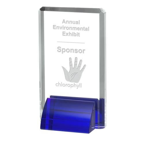 Awards and Trophies - Crystal Awards - Veronese Blue Rectangle Crystal Award