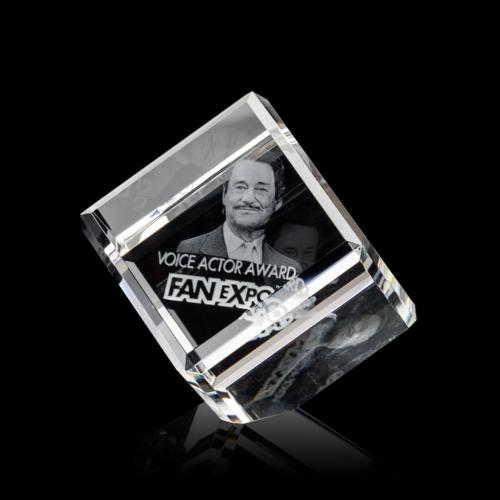 Awards and Trophies - Crystal Awards - Carlton Cube 3D Square / Cube Crystal Award