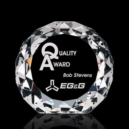 Awards and Trophies - Crystal Awards - Gem Cut Circle Crystal Award