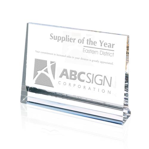 Awards and Trophies - Crystal Awards - Footed Plaque (Horiz)