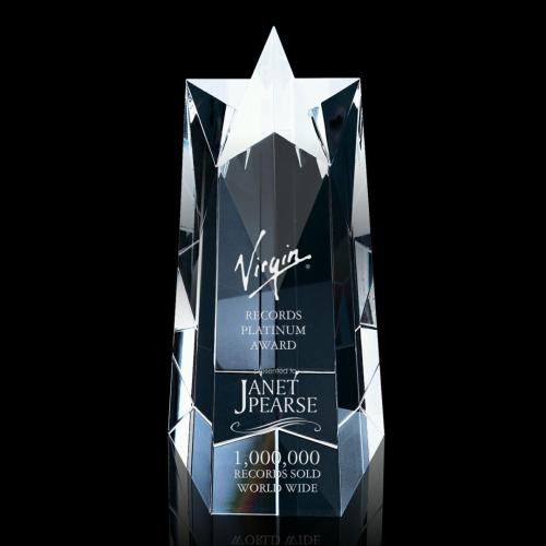Awards and Trophies - Crystal Awards - Star Obelisk Star Crystal Award