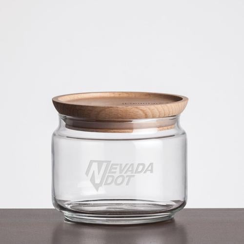 Promotional Products - Housewares - Barrels & Jars - Finch Jar with Wooden Lid - Deep Etch
