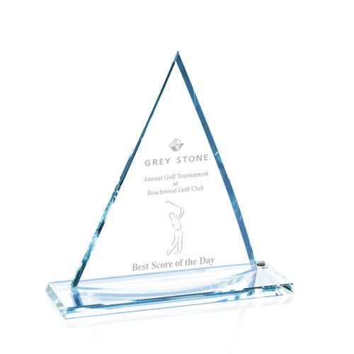 Awards and Trophies - Crystal Awards - Curved Oxford Starfire Pyramid Crystal Award