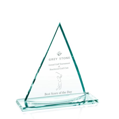 Awards and Trophies - Crystal Awards - Glass Awards - Curved Oxford Jade Pyramid Glass Award
