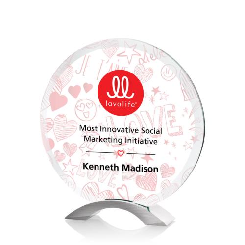 Awards and Trophies - Full Color Imprint - Essex Full Color Circle Glass Award