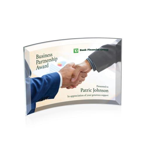 Awards and Trophies - Full Color Imprint - Madison Full Color Clear Crescent Crystal Award